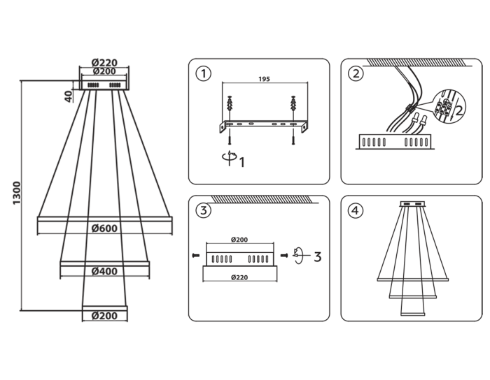 Подвесной светодиодный светильник Ambrella light FL40818