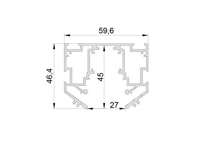 Трек с гарпунной системой монтажа UNO 2 метра (2 заглушки и резинка 4м в комплекте) Uno Lightstar 509427L