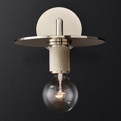Бра RH Utilitaire Knurled Disk Shade Sconce Silver ImperiumLoft