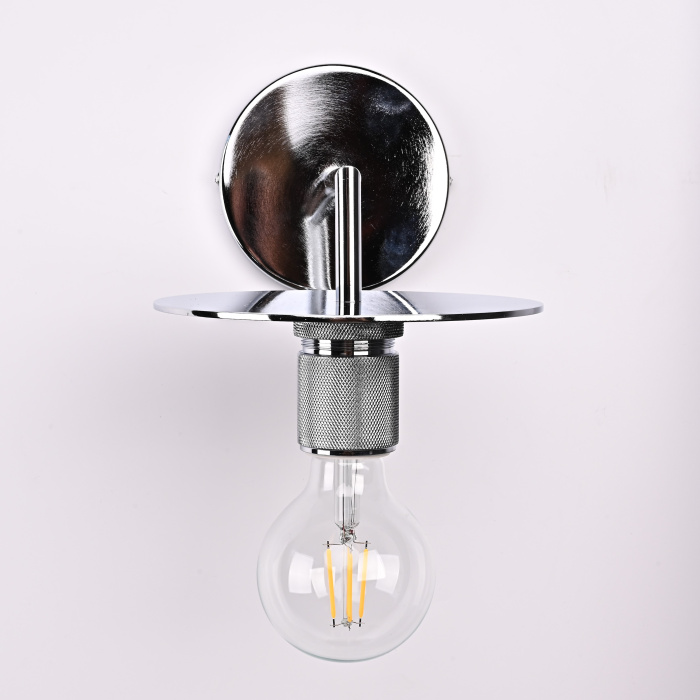 Бра RH Utilitaire Knurled Disk Shade Sconce Silver ImperiumLoft