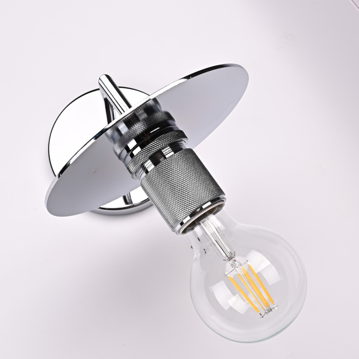 Бра RH Utilitaire Knurled Disk Shade Sconce Silver ImperiumLoft