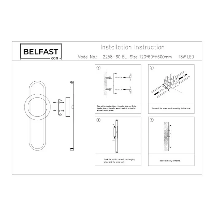 Светильник настенный Belfast Witham 2258-60 BL