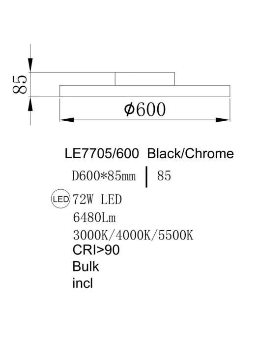 Потолочный светильник Leon Eclipse LE7705/600 Black Chrome