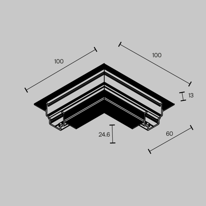 Коннектор угловой Exility для встраиваемого низкопрофильного шинопровода Maytoni TRAM034CL-42W