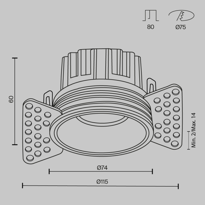 Встраиваемый светильник Maytoni Round DL058-12W3K-TRS-W