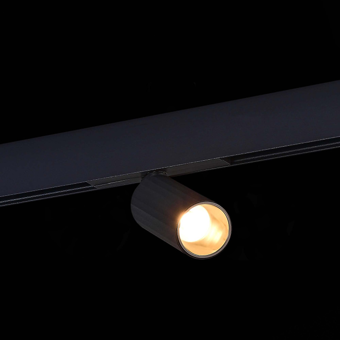 Магнитный трековый светильник Черный LED 1*12W 3000K 550Lm Ra>90 IP20 D50xH173 48VV ST807.436.12