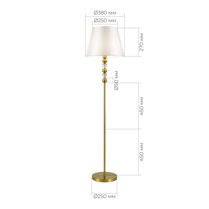 Светильник напольный ST-Luce латунь/белый E27 1*40W SL2003.305.01