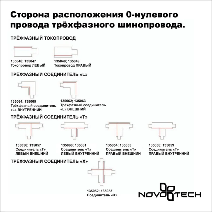 Соединитель "L" внутренний с токопроводом для трёхфазного шинопровода Novotech 135064