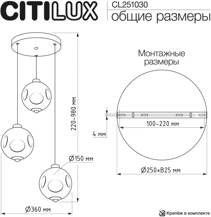 Подвесной светильник Citilux Noona CL251030