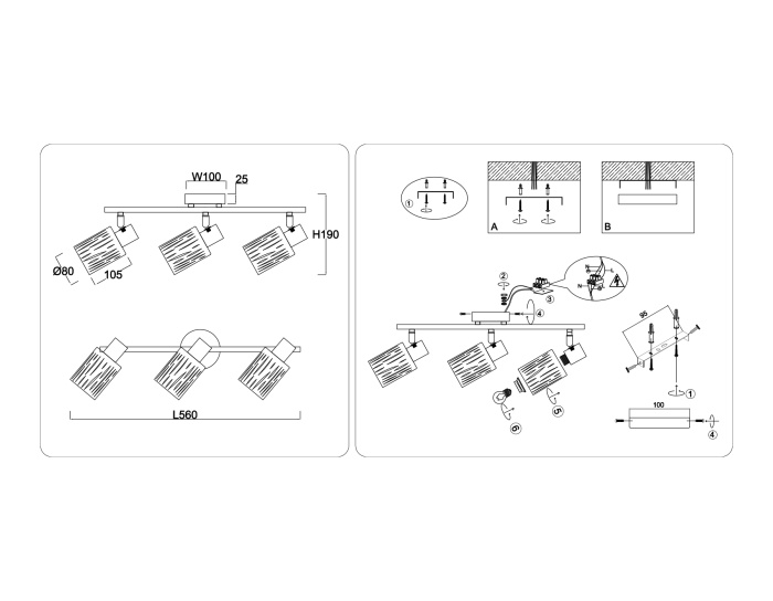 Настенно-потолочный спот в стиле лофт AMBRELLA light TR8665