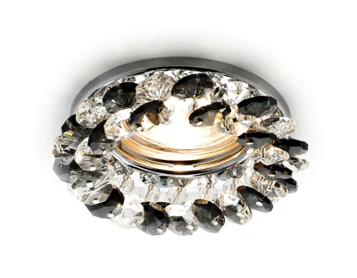 Встраиваемый точечный светильник MR16 с хрусталем Ambrella light K206 BK/CH