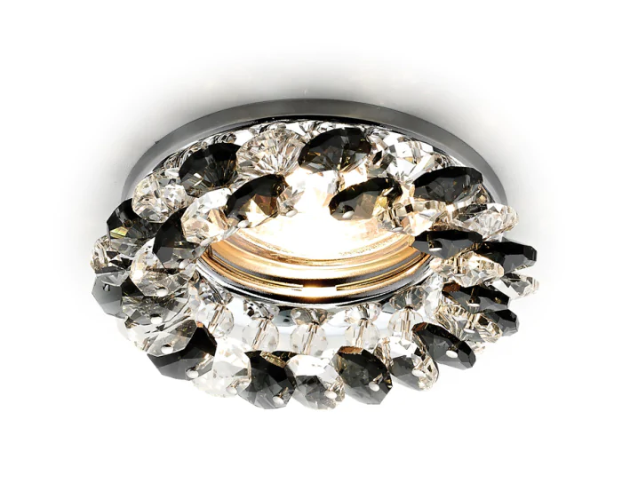 Встраиваемый точечный светильник MR16 с хрусталем Ambrella light K206 BK/CH