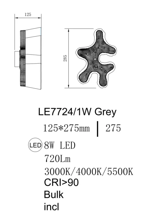 Настенный светильник Leon Recif LE7724/1W Grey