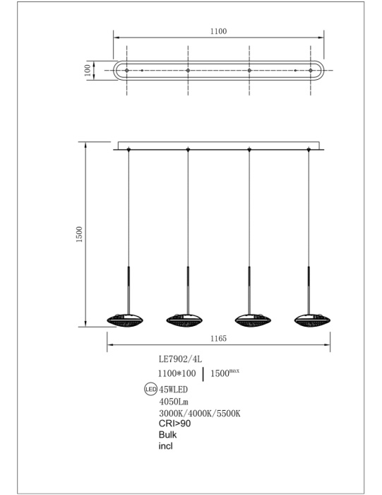 Подвесной светильник Leon Stacy LE7902/4L Gold