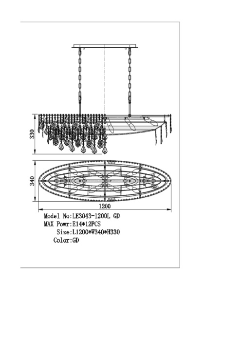 Подвесная люстра Leon Milena LE3043/1200L GD