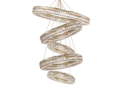 Вертикальная композиция 10120 из пяти колец шириной в один хрусталь золото №33 Newport