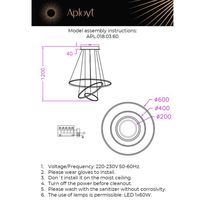 Подвесной светильник Aployt Janina APL.018.03.60