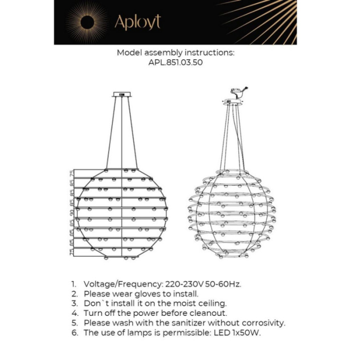 Люстра подвесная Aployt Banzhamin APL.851.03.50