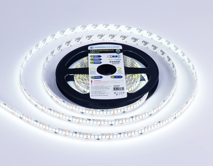 Светодиодная лента Ambrella Light GS1503 2835 240Led /19.2W m/12V IP20 6500K 5m/кратность резки 25mm Ambrella light GS1503
