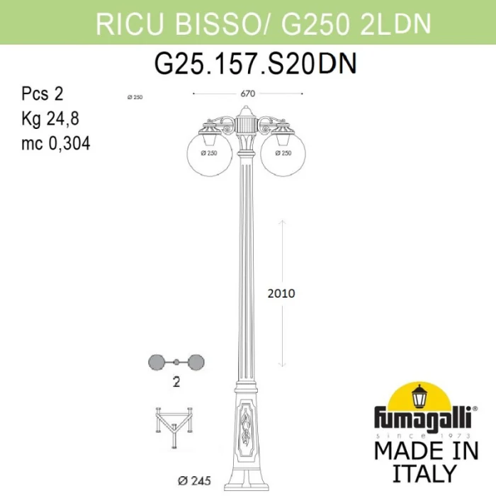 Садовый светильник Fumagalli G25.157.S20.AYE27DN