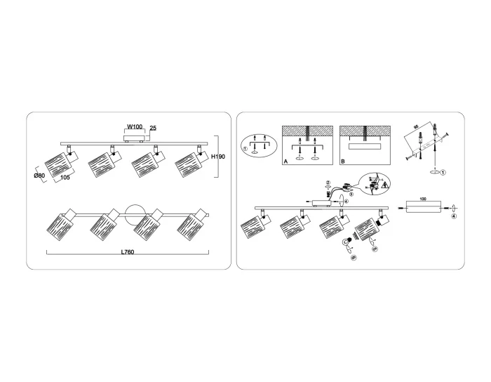 Настенно-потолочный спот в стиле лофт AMBRELLA light TR8666
