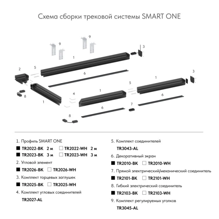 Шинопровод Denkirs SMART ONE TR2022-BK