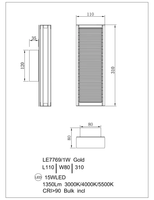 Настенный светильник Leon Lumiere LE7769/1W Gold