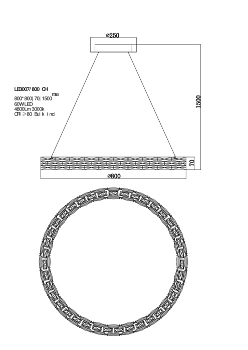 Подвесная люстра Leon Lucie LE3007/800 CH