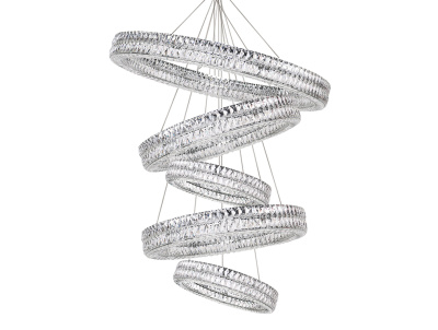 Вертикальная композиция 10120 из пяти колец шириной в один хрусталь хром №34 Newport