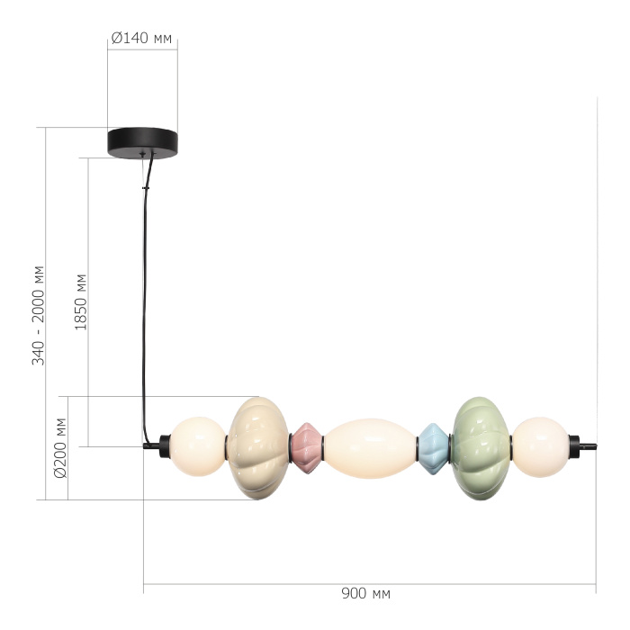Светильник подвесной ST-Luce черный/зеленый, розовый, желтый,Синий, опаловый LED 1*24 SL6134.443.01