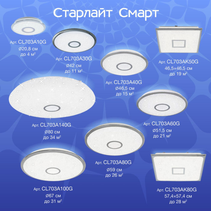 Светильник потолочный Citilux Старлайт Смарт CL703A80G