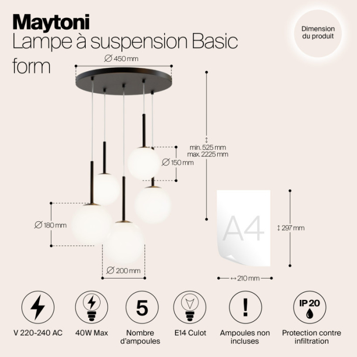 Люстра на штанге Maytoni Basic form MOD321PL-05B