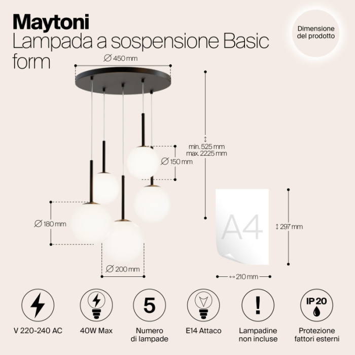 Люстра на штанге Maytoni Basic form MOD321PL-05B
