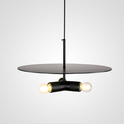 Люстра RH Utilitaire Disk Triple Pendant Black ImperiumLoft