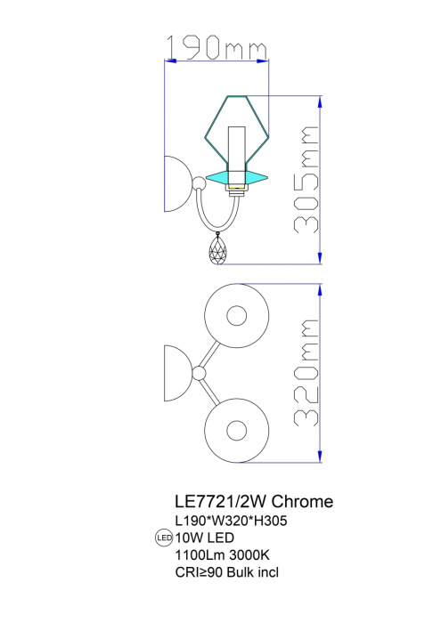 Бра Leon Therese LE7721/2W Chrome