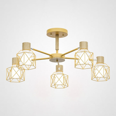 Люстра на штанге CORF B3 Yellow 5 lamps ImperiumLoft 189495-26