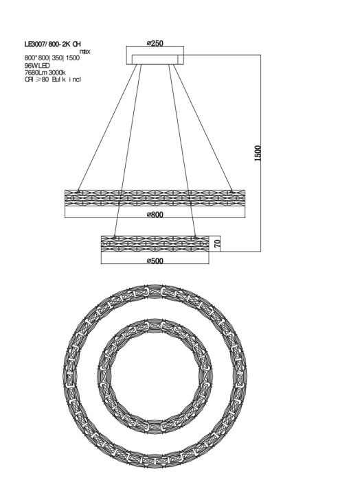 Подвесной светильник Leon Lucie LE3007/800-2K CH