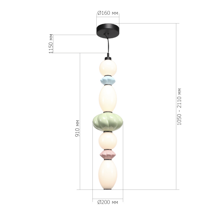 Светильник подвесной ST-Luce черный/зеленый, розовый,Синий, опаловый LED 1*32W 3000K SL6134.453.01