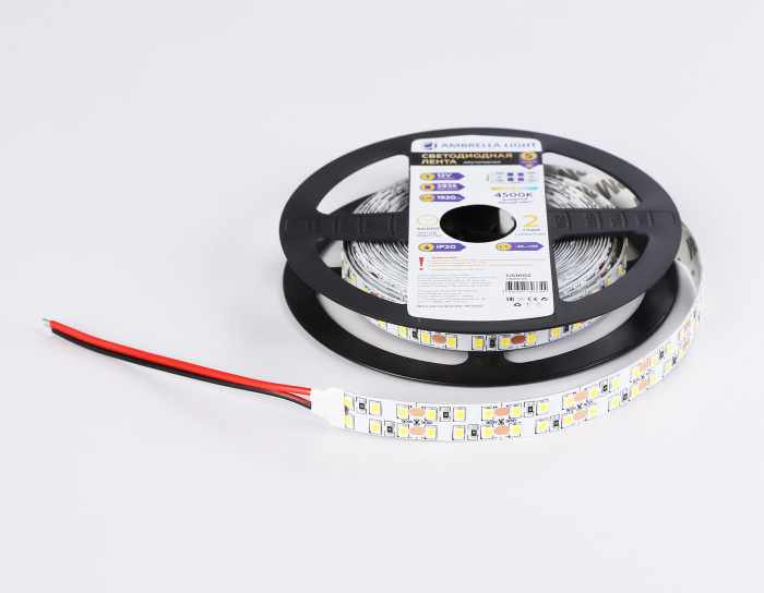 Светодиодная лента двухрядная Ambrella Light GS1602 2835 240Led /19.2W m/ 12V IP20 4500K 5m Ambrella light GS1602