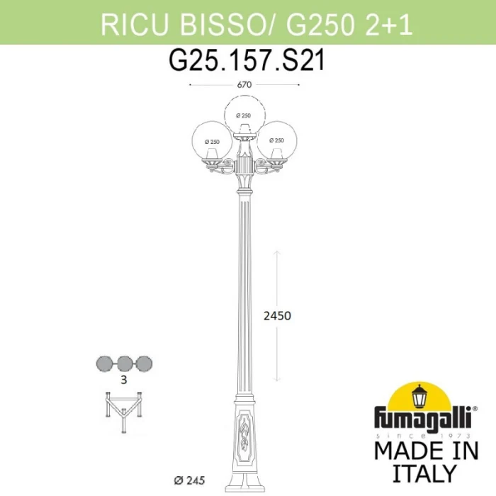 Садовый светильник Fumagalli G25.157.S21.AYE27