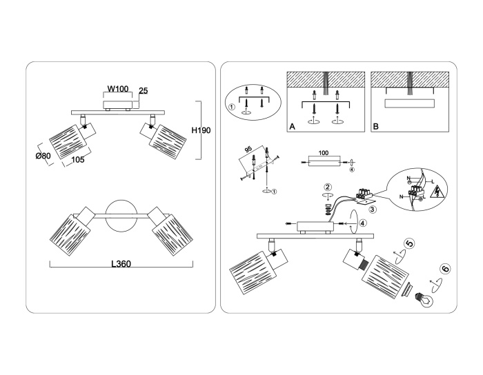 Настенно-потолочный спот в стиле лофт AMBRELLA light TR8668