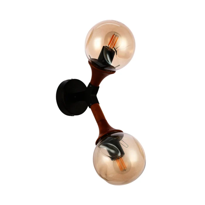 SLE109401-01 Светильник настенный Черный, Темное дерево/Прозрачный, Янтарный E27 2*60W