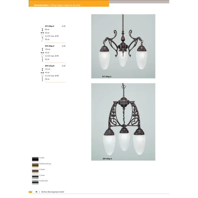 Подвесная люстра Berliner Messinglampen D27-106gsA