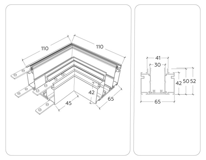 Коннектор угловой для шинопровода в натяжной потолок Magnetic 220V TRACK SYSTEM AMBRELLA LIGHT GL1046