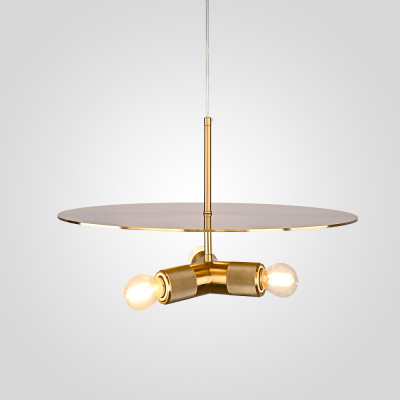 Люстра RH Utilitaire Disk Triple Pendant Brass ImperiumLoft