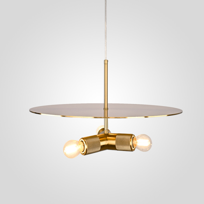 Люстра RH Utilitaire Disk Triple Pendant Brass ImperiumLoft