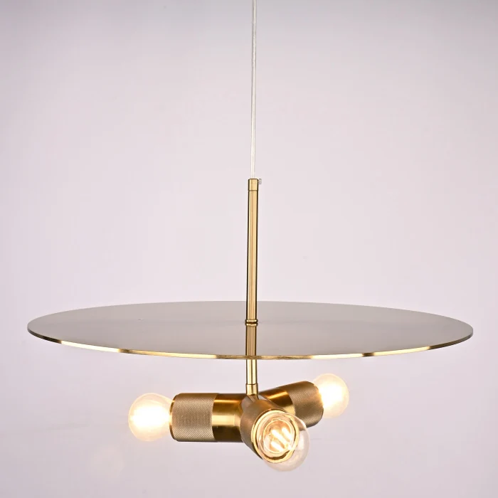 Люстра RH Utilitaire Disk Triple Pendant Brass ImperiumLoft