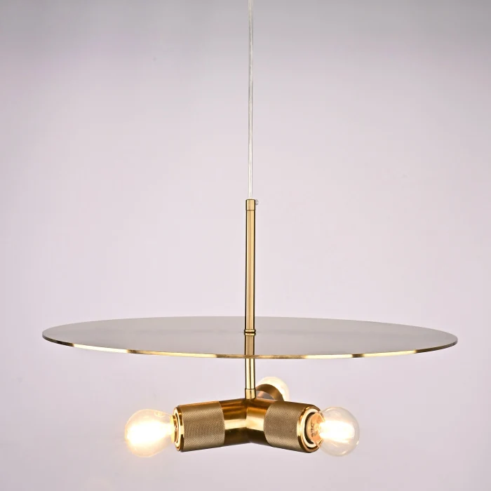 Люстра RH Utilitaire Disk Triple Pendant Brass ImperiumLoft