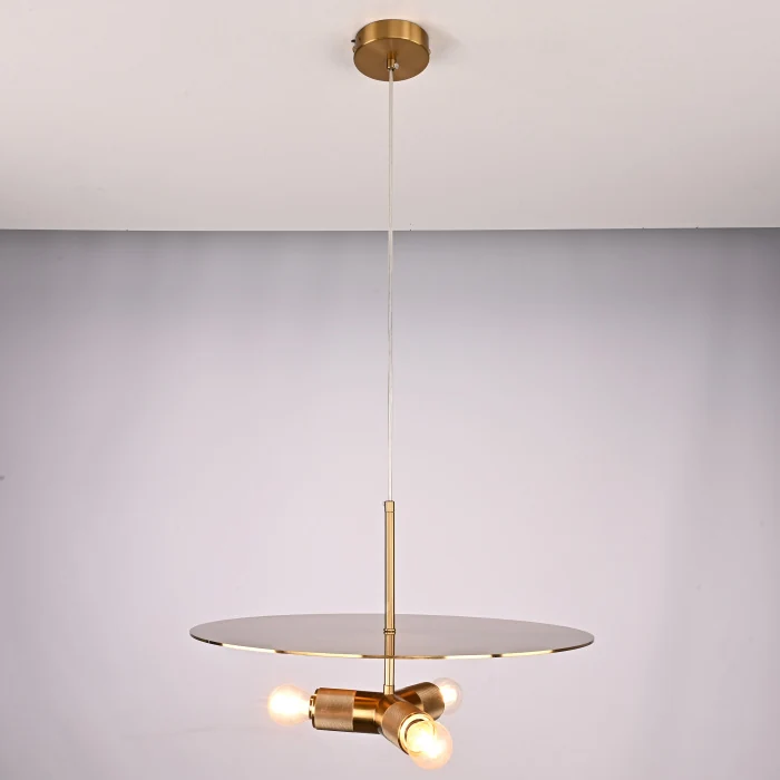 Люстра RH Utilitaire Disk Triple Pendant Brass ImperiumLoft