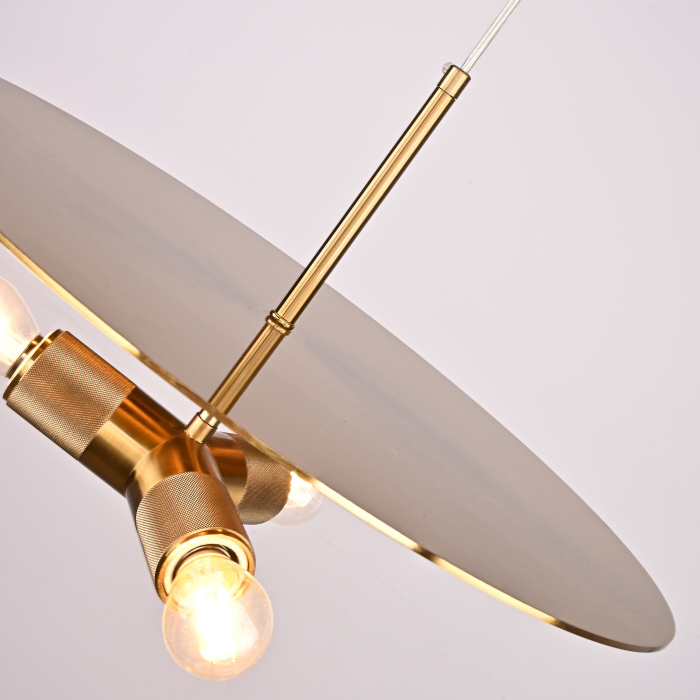 Люстра RH Utilitaire Disk Triple Pendant Brass ImperiumLoft